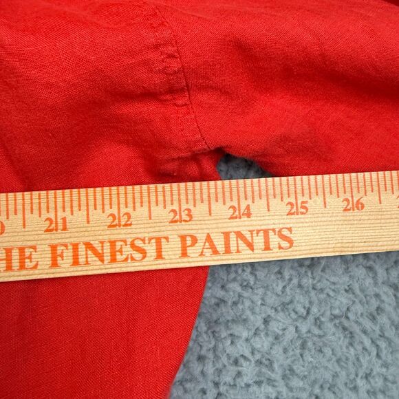 Christian Siriano NY Bright Red Linen Oversized Long Sleeve Shirt Lagenlook L - Picture 9 of 9